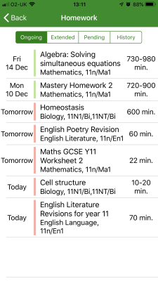 Homework Overview Website Screenshot