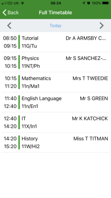 Go4Schools Full Timetable View in App